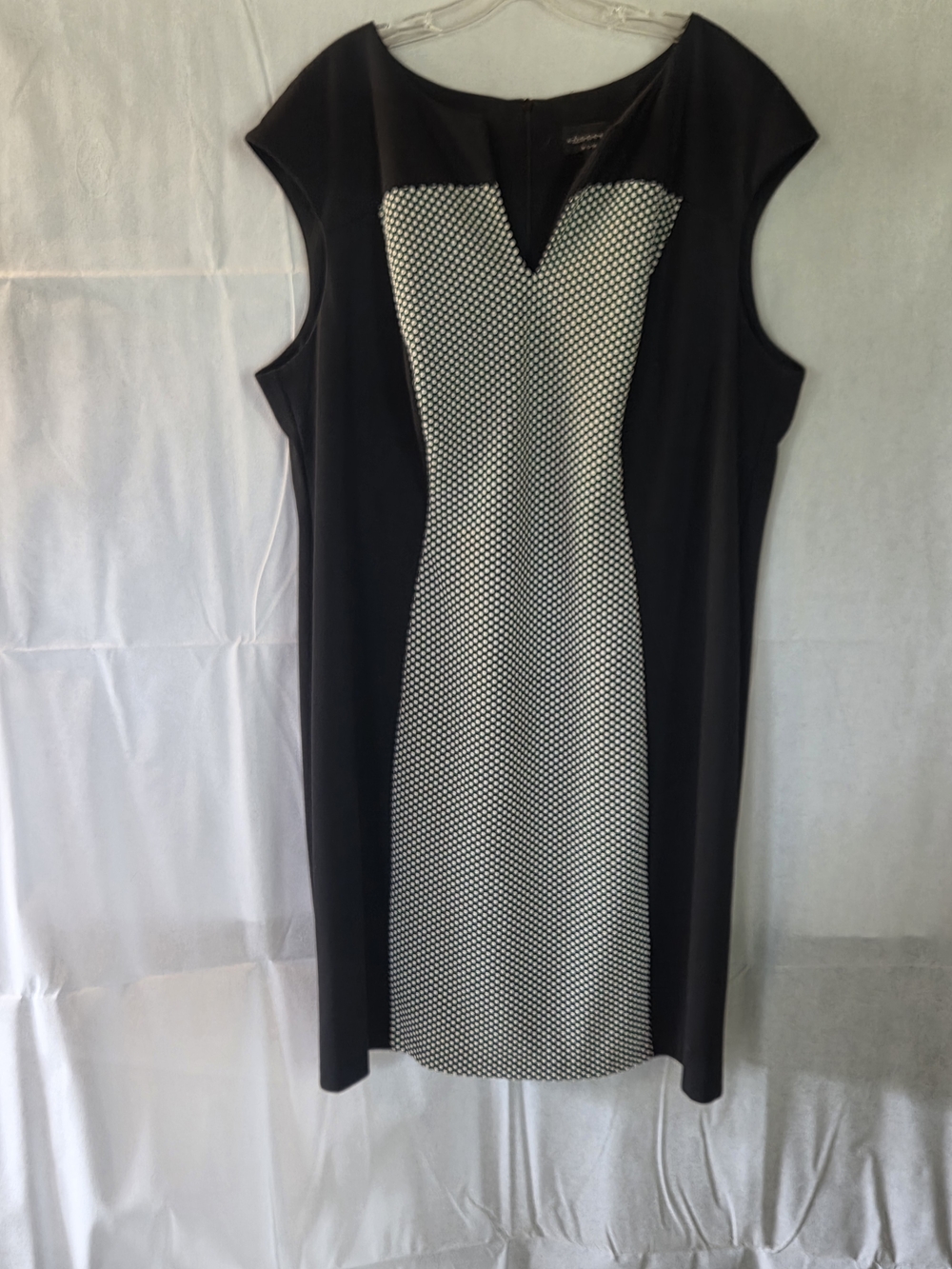 connected apparel Black and White Paneled Midi Dress
